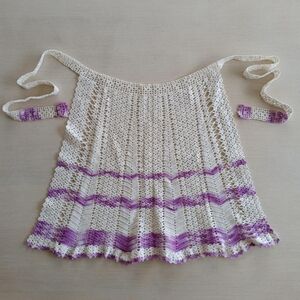 Vintage Handmade Crochet Ombre Purple Apron